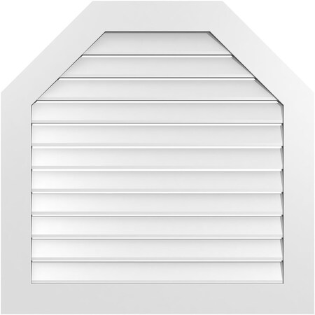 Ekena Millwork Octagonal Top Surface Mount PVC Gable Vent: Functional, w/ 3-1/2"W x 1"P Standard Frame, 36"W x 36"H GVPOT36X3601SF